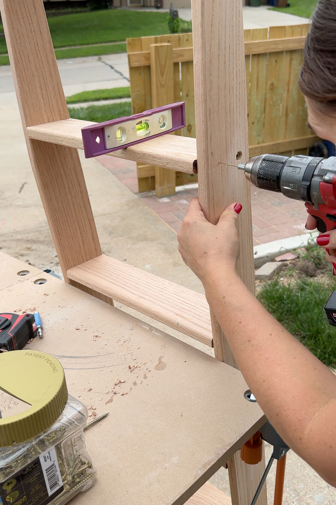 Building a ladder for a bunk bed.